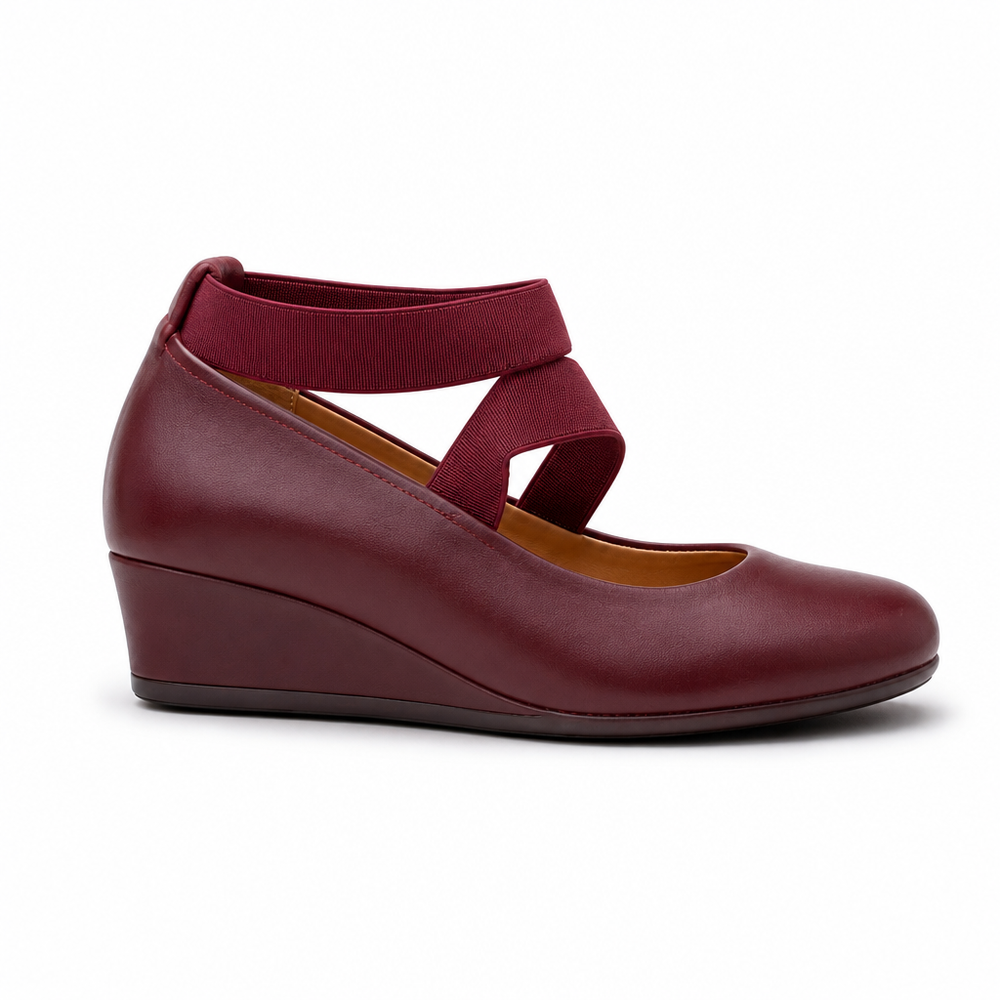 The Lucca Orthopedic Comfort Shoes - Burgundy - side view