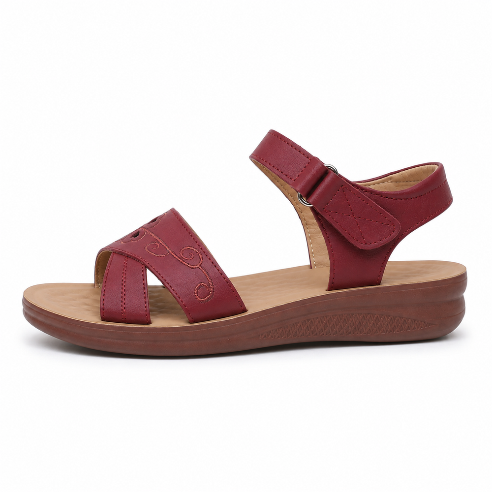 Pisa Orthopedic Sandals - Burgundy - side view