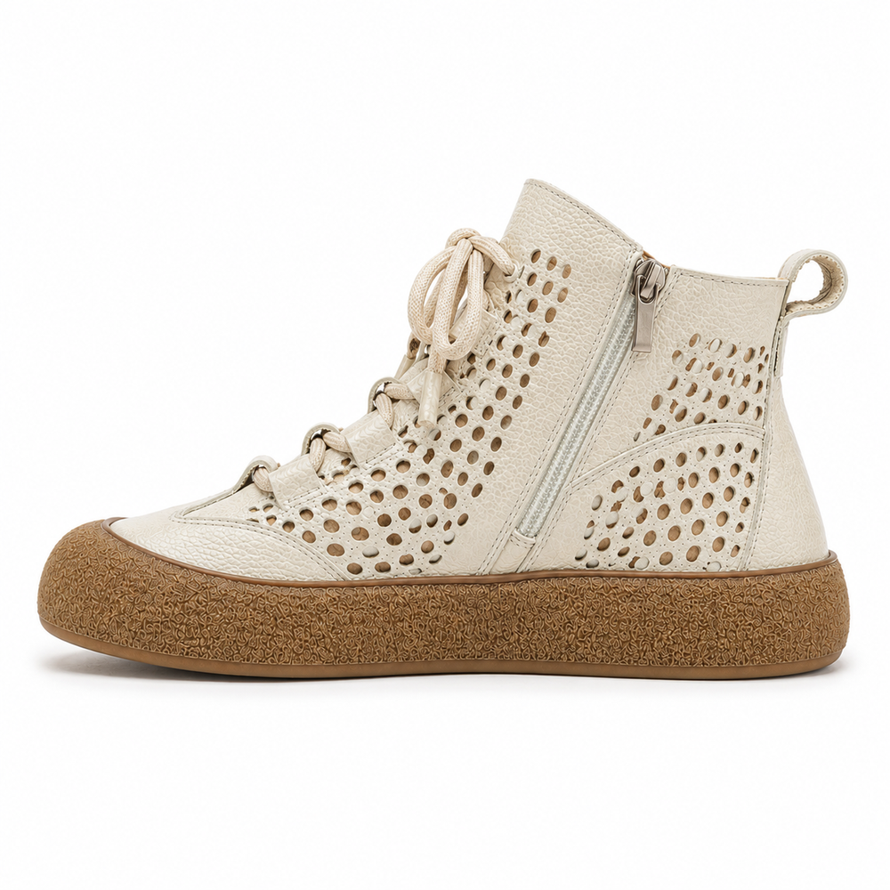 Ancona Orthopedic Ankle Boots - Beige - side view
