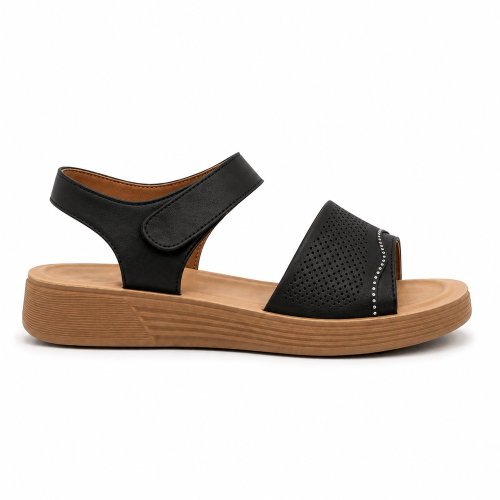 Gaeta Orthopedic Sandals - Black - side view