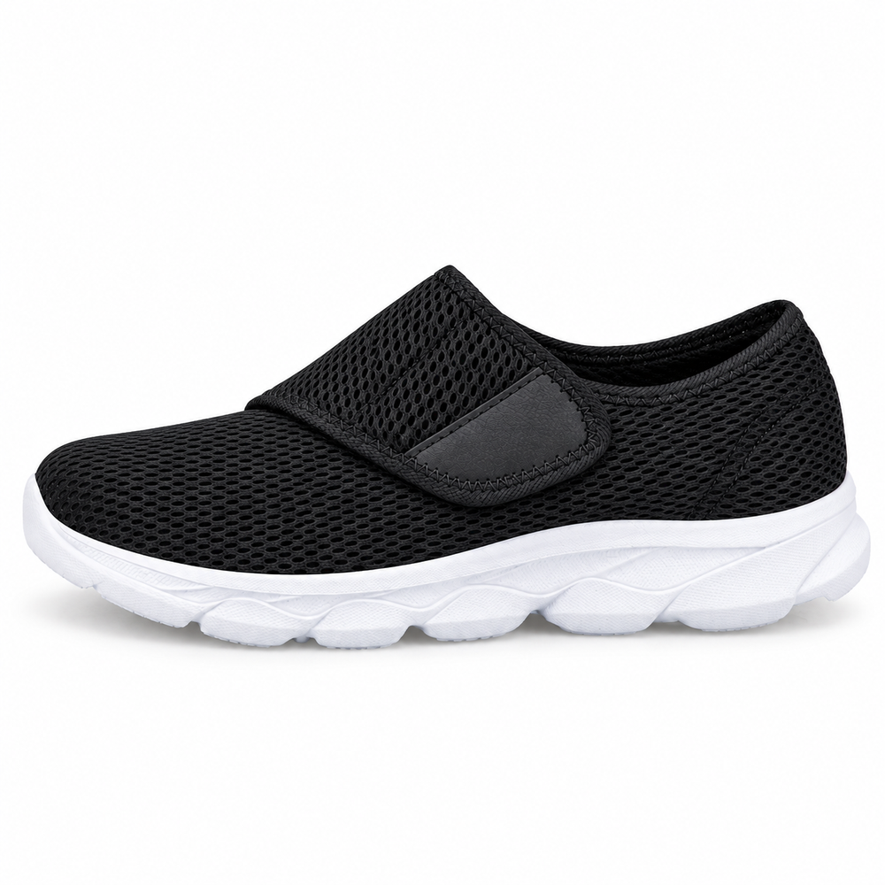 Bellano Orthopedic Walking Shoes - Black / White - side view