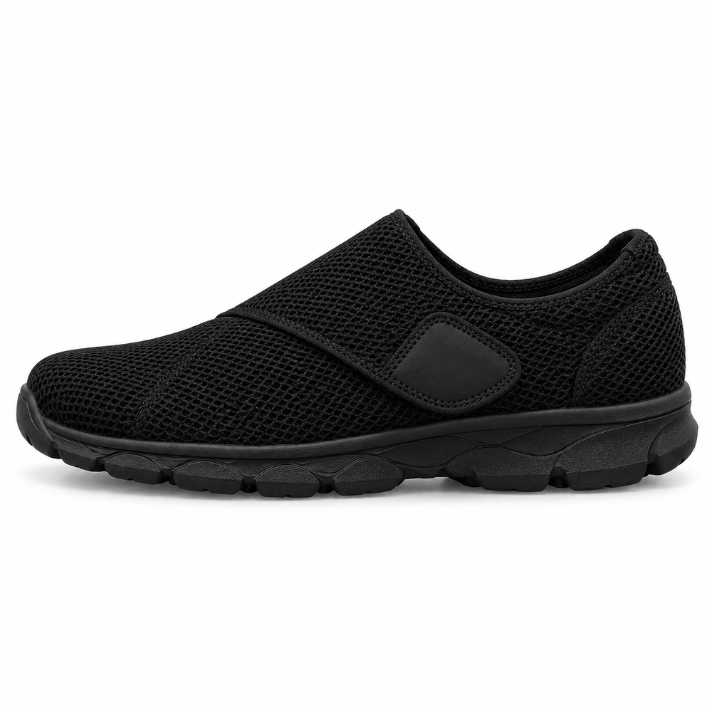 Bellano Orthopedic Walking Shoes - All Black - side view
