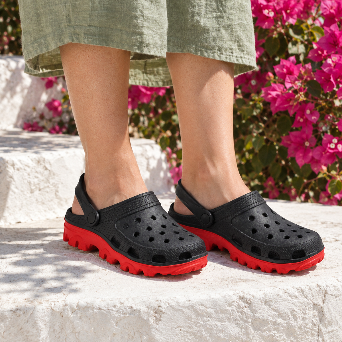 Alatri Orthopedic Clogs - Black / Red - on foot side