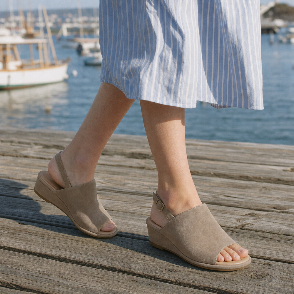 The Amalfi Orthopedic Sandals - Stone - on foot