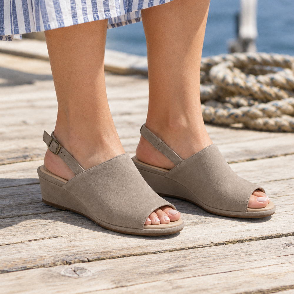 The Amalfi Orthopedic Sandals - Stone - on foot side