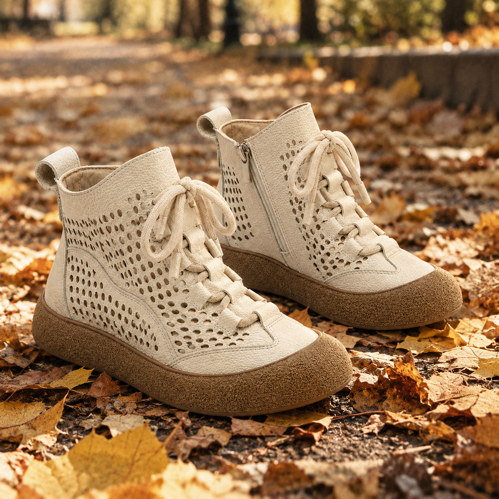 Ancona Orthopedic Ankle Boots - Beige - styled