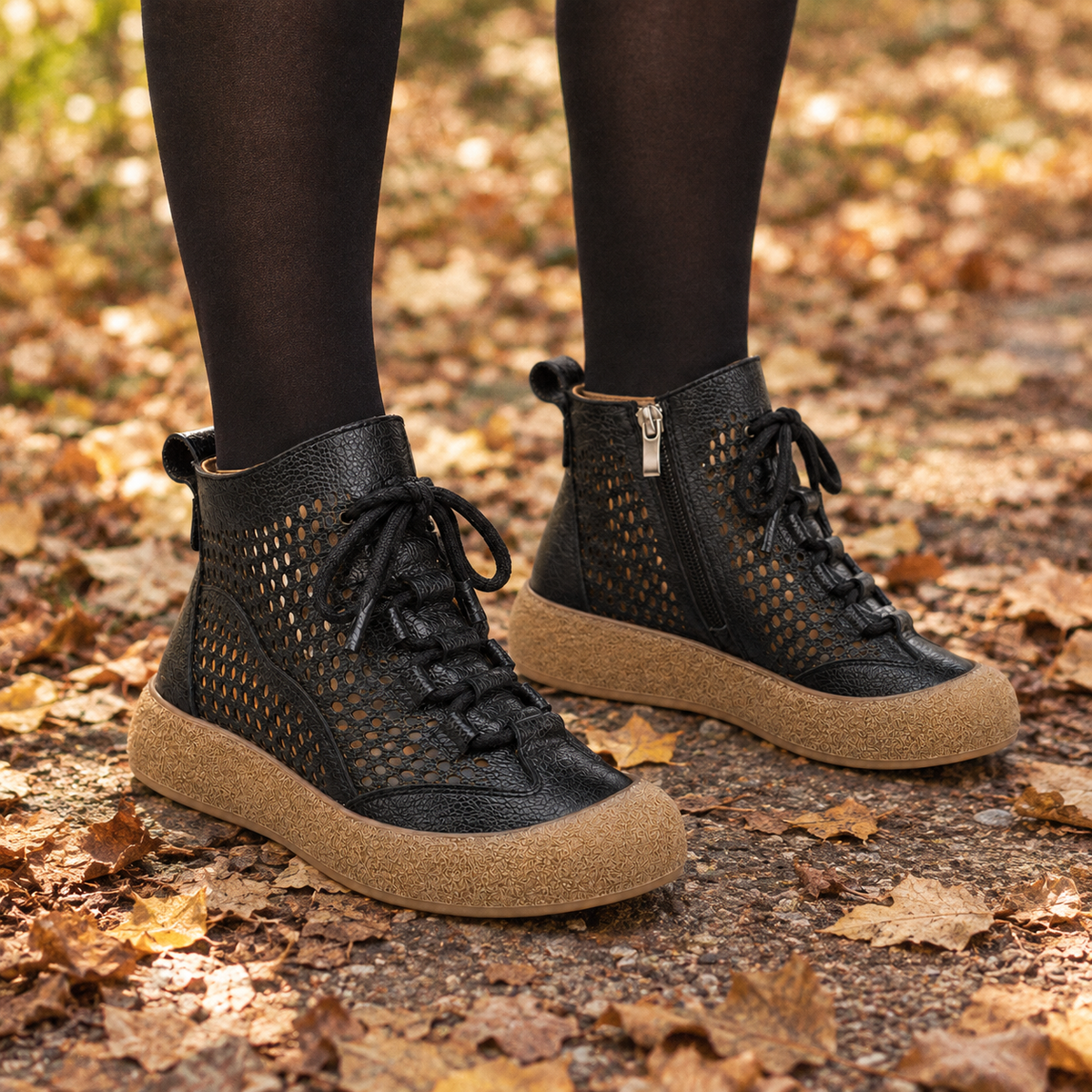 Ancona Orthopedic Ankle Boots - Black - on foot side