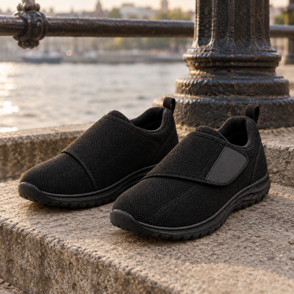 Arbus Orthopedic Walking Shoes - Black - styled