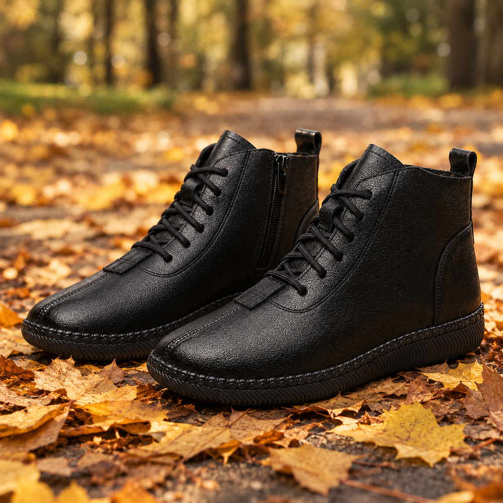 Asti Orthopedic Ankle Boots - Black - styled
