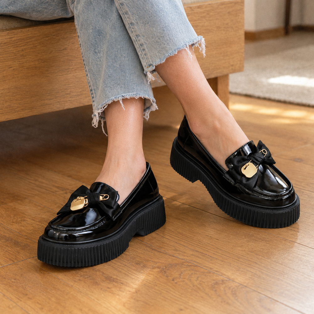 Asti Orthopedic Loafers - Black - on foot side