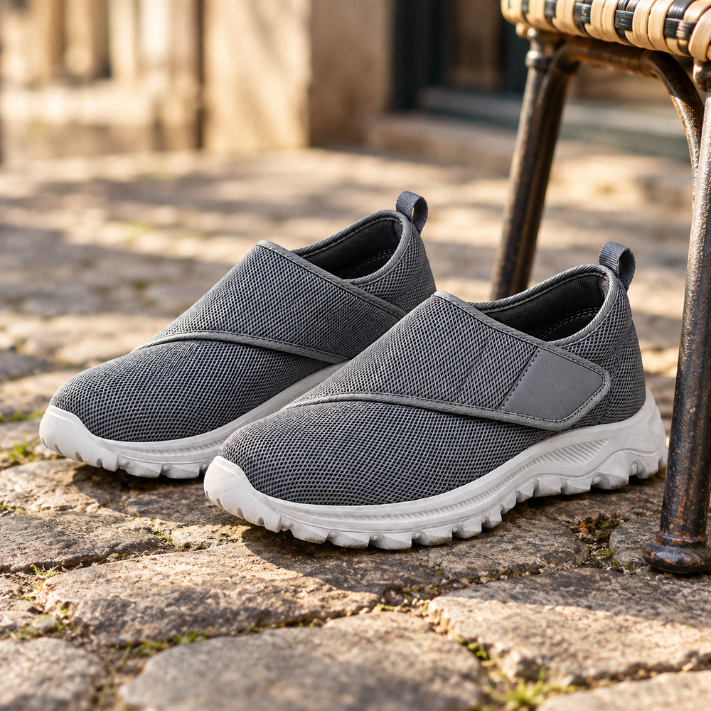 Atri Orthopedic Walking Shoes - Dark Gray - styled