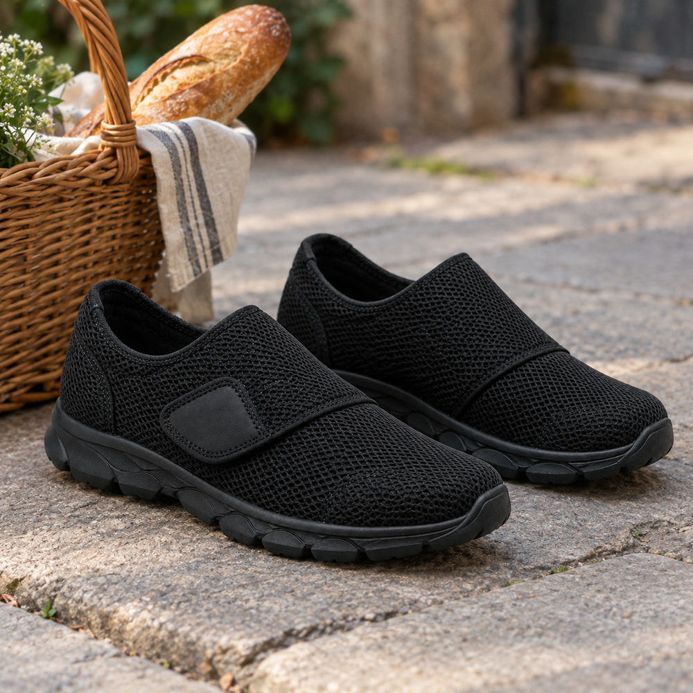 Bellano Orthopedic Walking Shoes - All Black - styled
