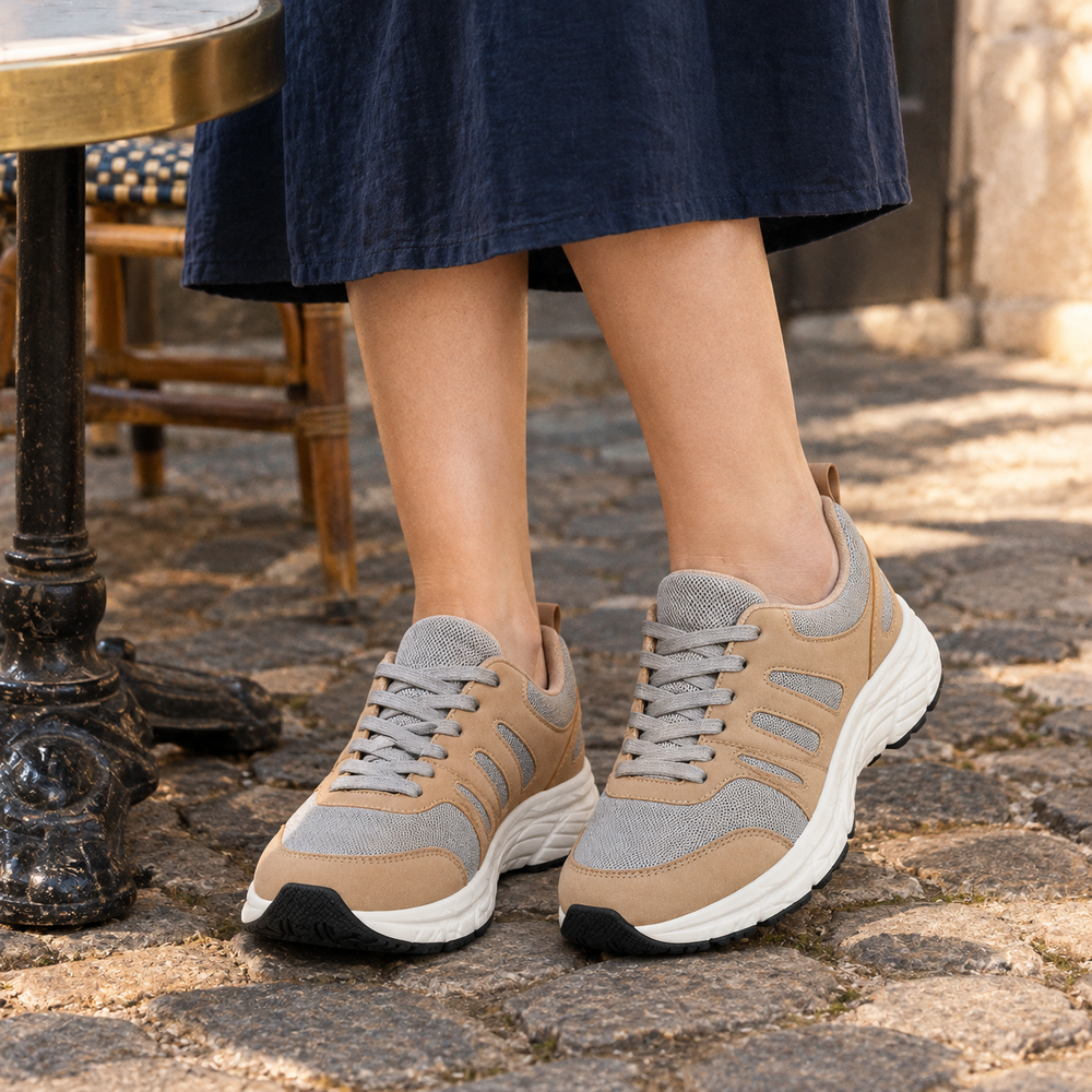 Bellaria Women's Orthopedic Walking Trainers - Khaki - on foot side