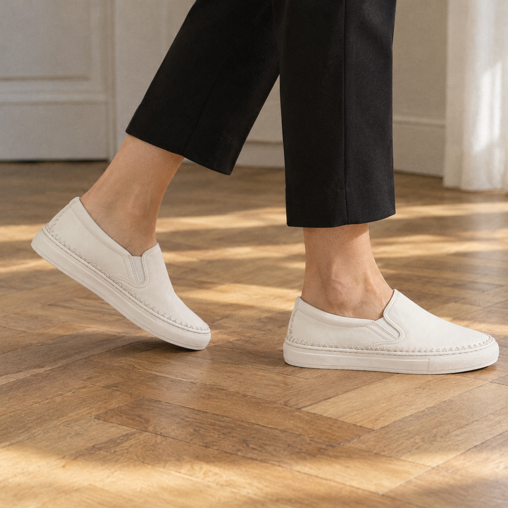 Bologna Orthopedic Loafers - White - on foot side