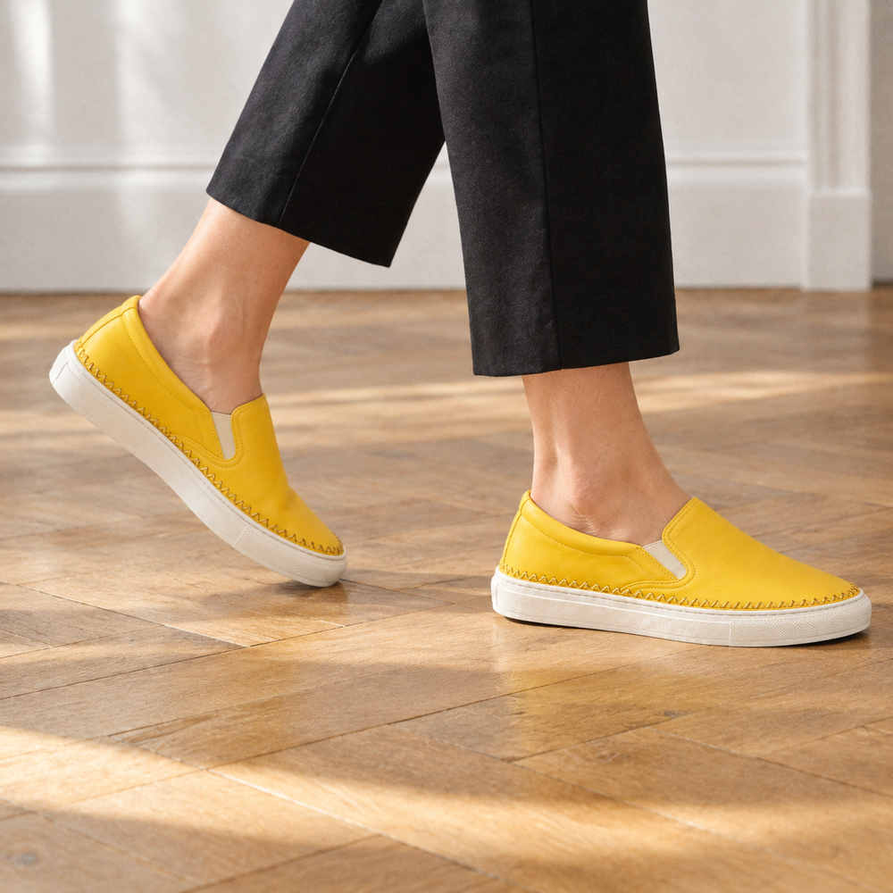 Bologna Orthopedic Loafers - Yellow - on foot side