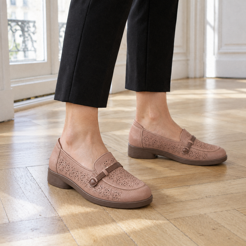 Bordighera Orthopedic Loafers - Dusty Rose - on foot
