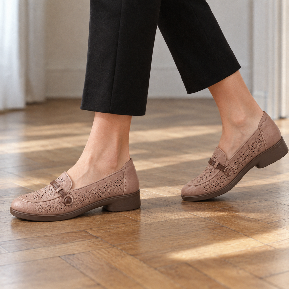 Bordighera Orthopedic Loafers - Dusty Rose - on foot side