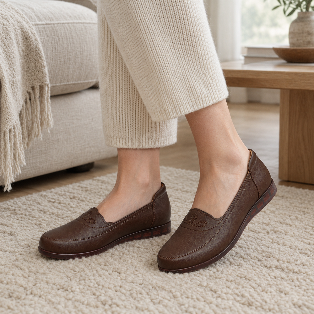 Brescia Orthopedic Flats - Brown - on foot