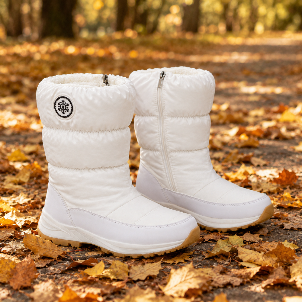 Budoni Orthopedic Quilted Boots - White - styled