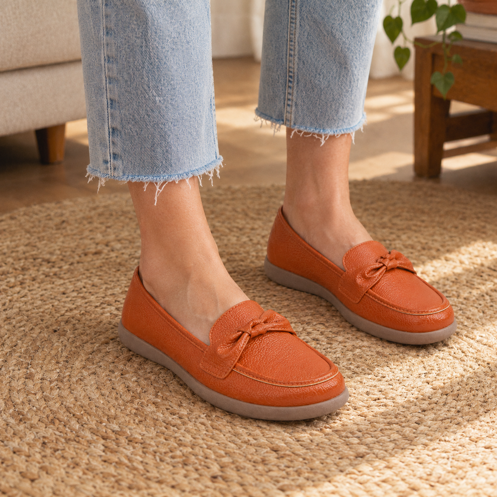 Catania Orthopedic Loafers - Orange - on foot