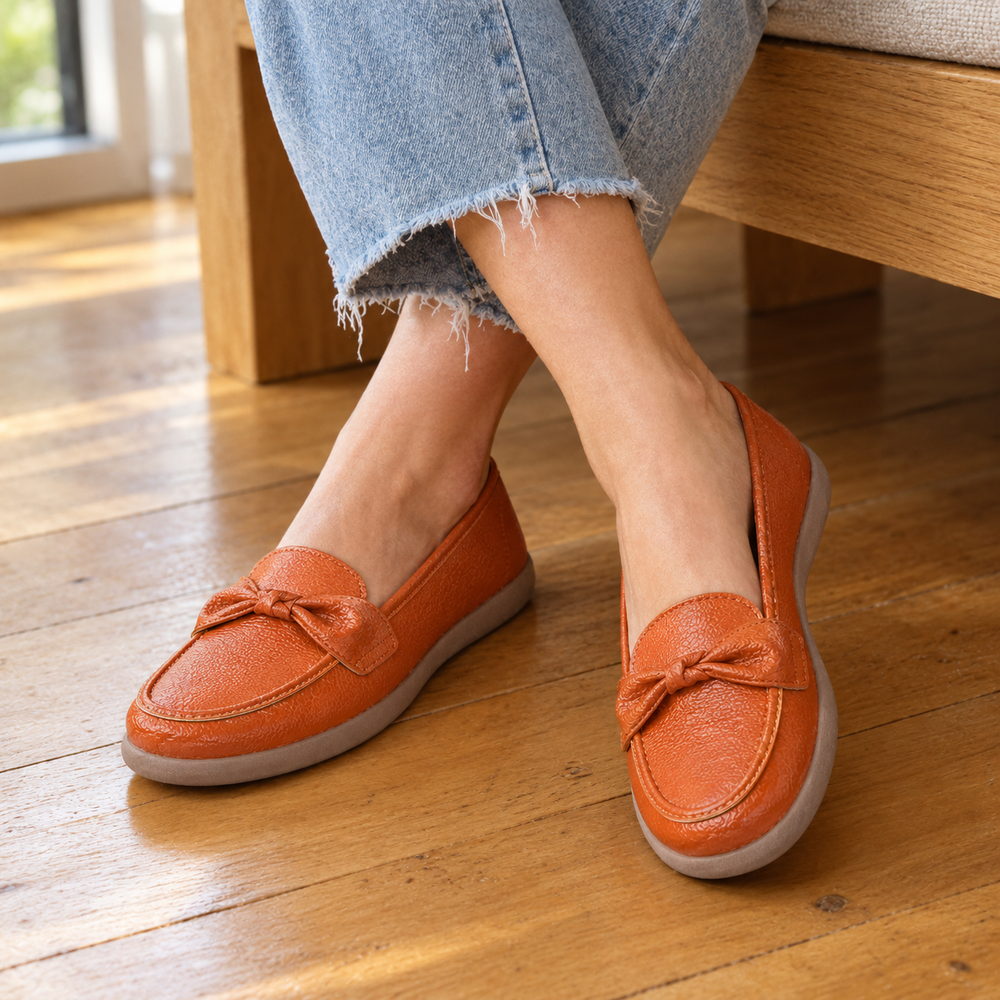 Catania Orthopedic Loafers - Orange - on foot side