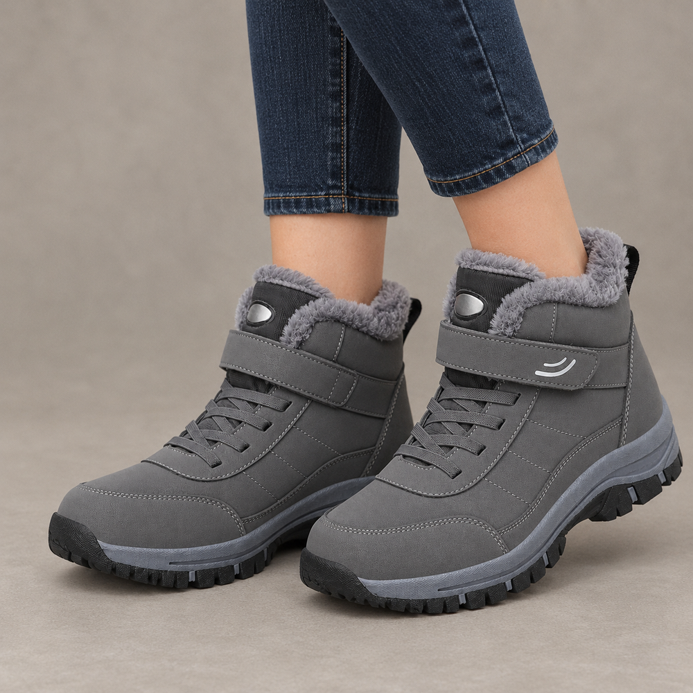 Chiusa Orthopedic Ankle Boots - Gray - on foot side