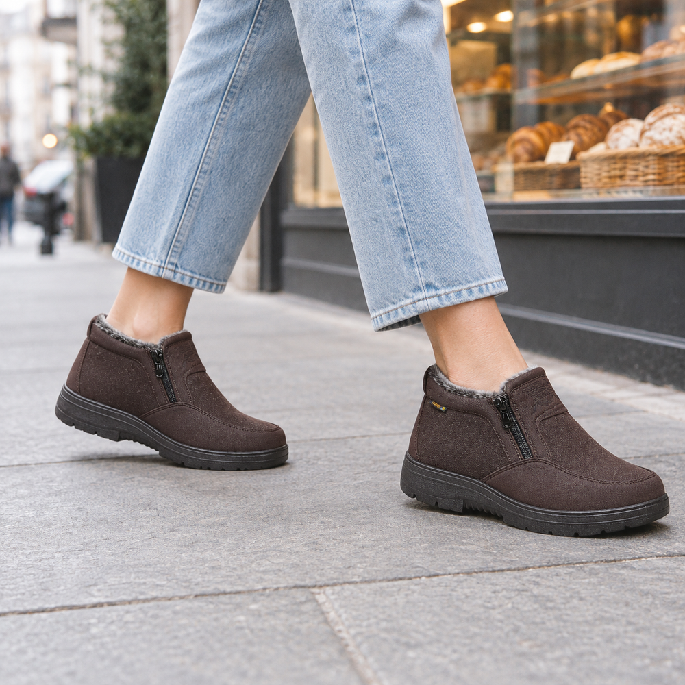 Colico Women's Orthopedic Comfort Shoes - Coffee Brown - on foot
