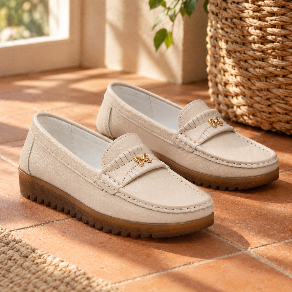 Elba Orthopedic Moccasins - Beige - styled