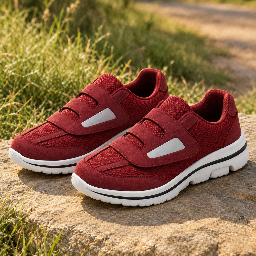 Enna Orthopedic Comfort Shoes - Burgundy - styled