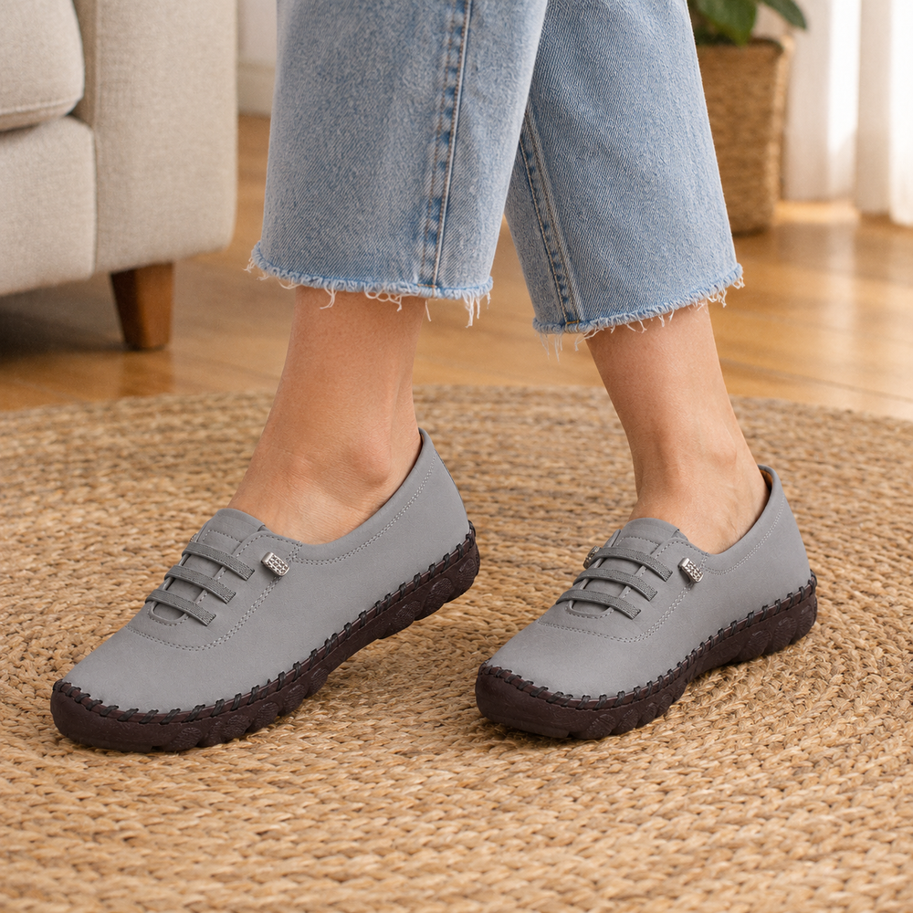 Fiesole Orthopedic Flats - Grey - on foot