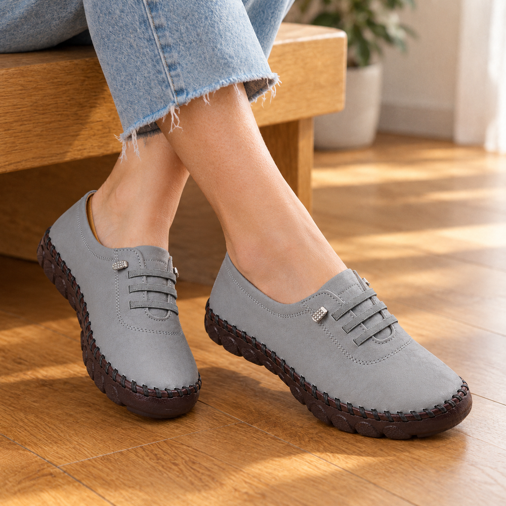 Fiesole Orthopedic Flats - Grey - on foot side
