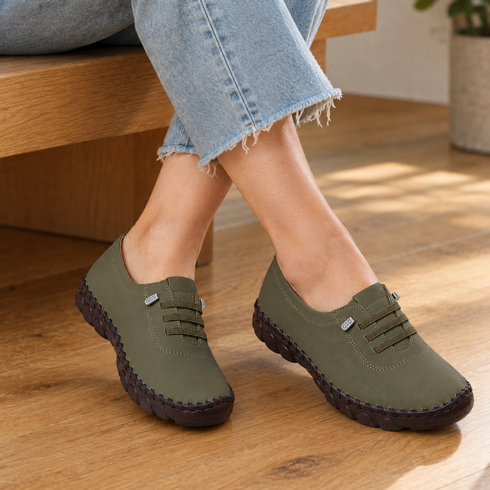 Fiesole Orthopedic Flats - Olive - on foot side