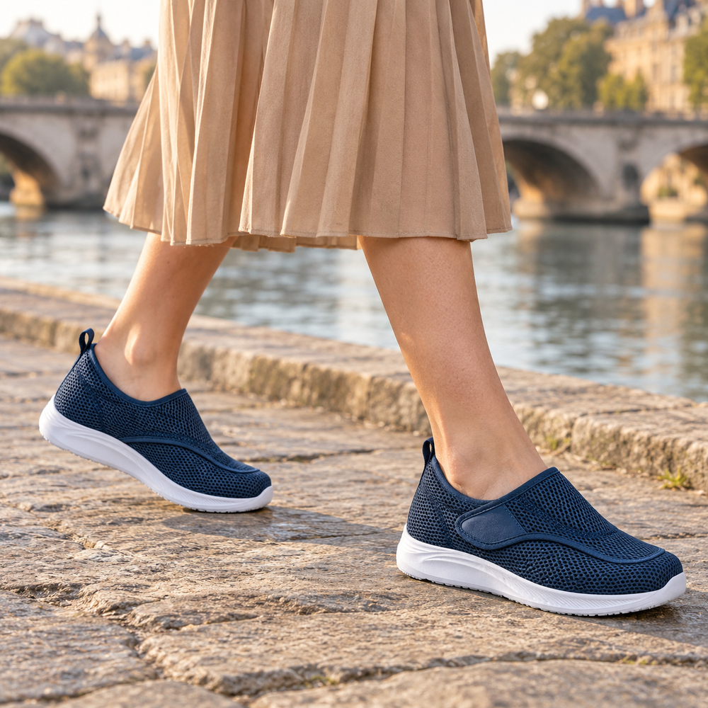 Folgaria Orthopedic Comfort Shoes - Navy - on foot