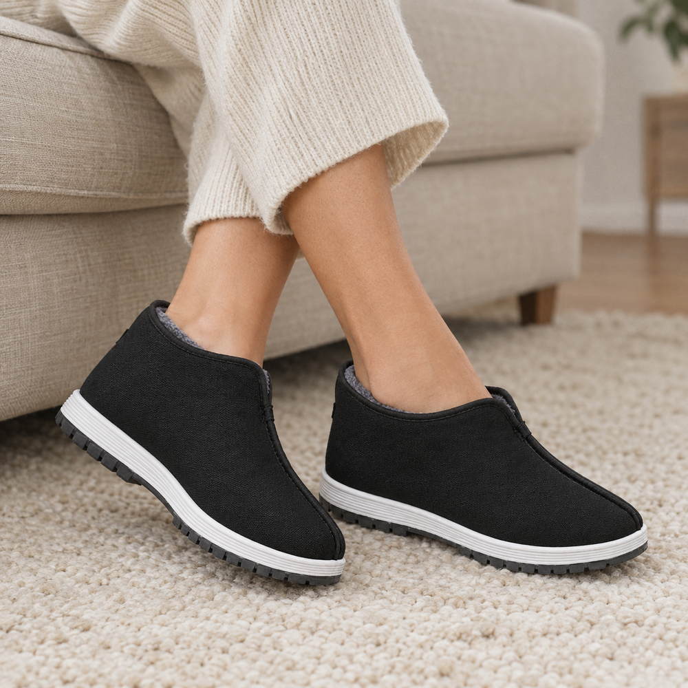 Gabicce Women's Orthopedic Slip-On Shoes - Black - on foot side