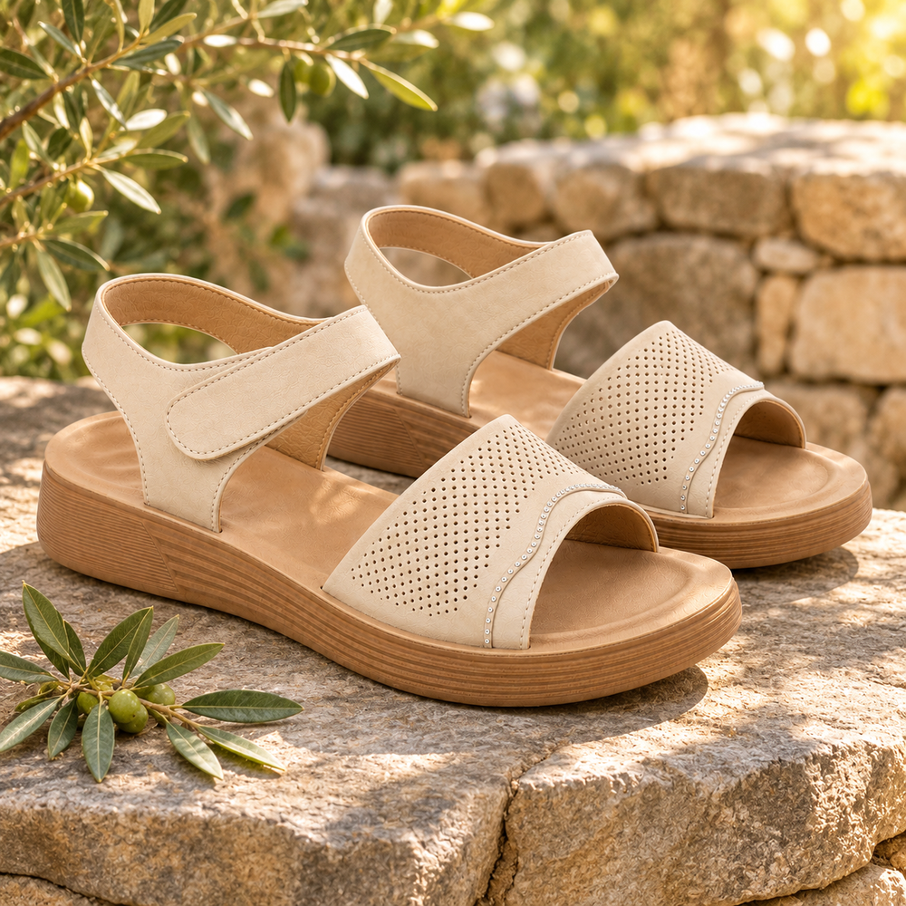Gaeta Orthopedic Sandals - Beige - styled
