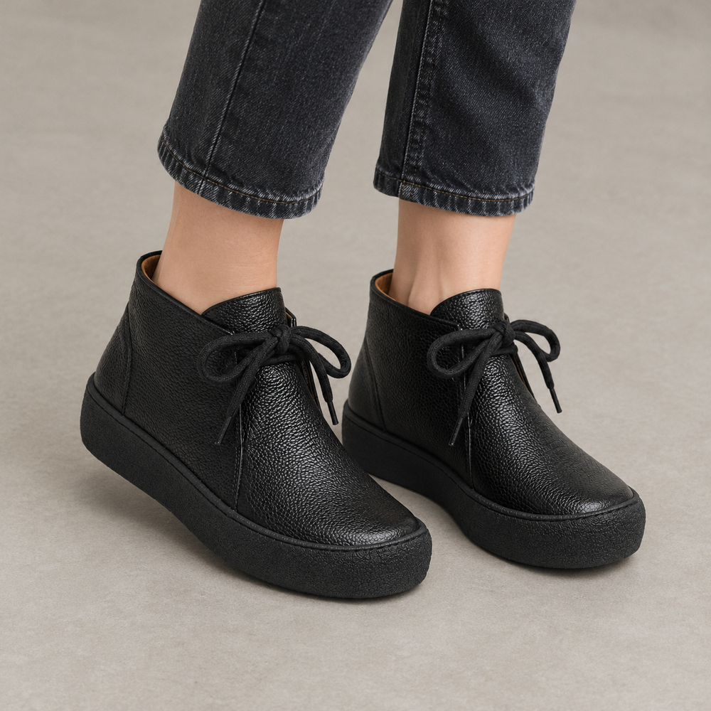 Imola Orthopedic Ankle Boots - Black - on foot side