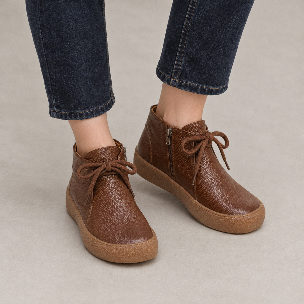 Imola Orthopedic Ankle Boots - Brown - on foot side