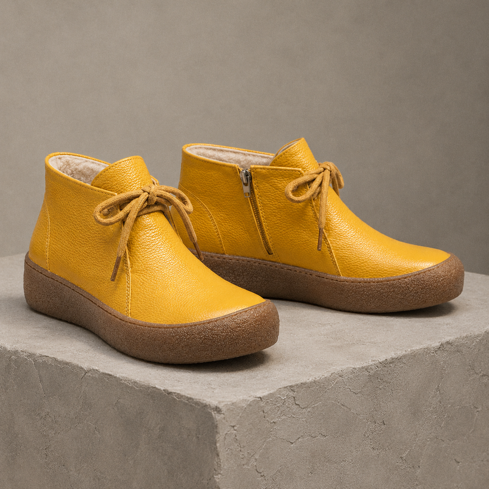 Imola Orthopedic Ankle Boots - Yellow - styled
