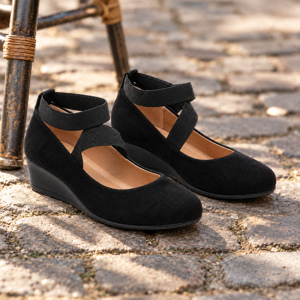 The Lucca Orthopedic Comfort Shoes - Black - styled