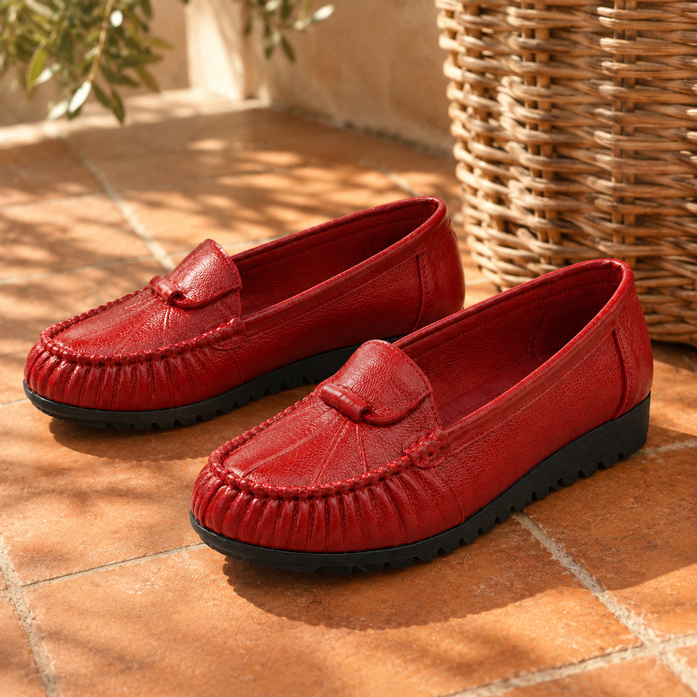 Messina Orthopedic Flats - Red - styled