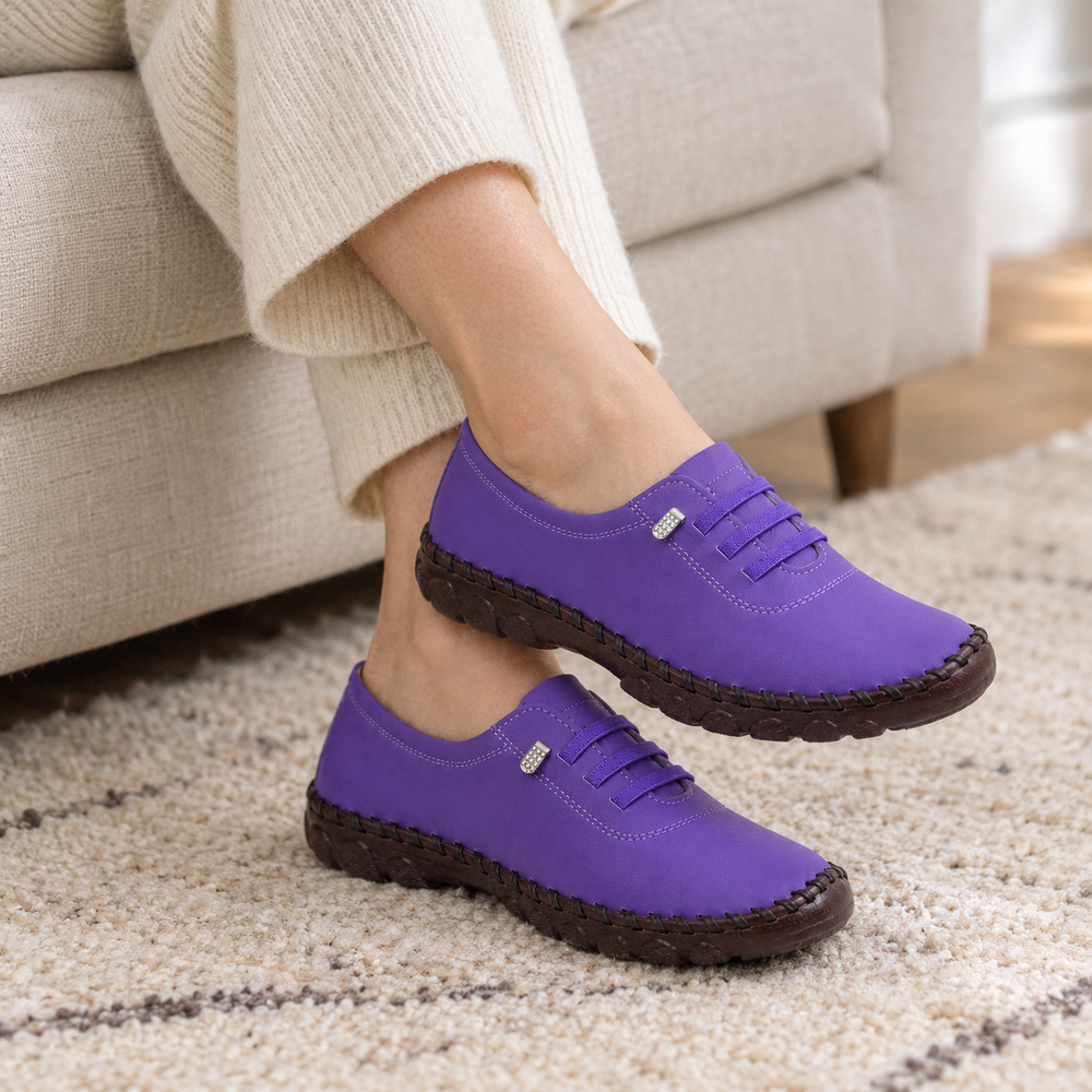 Modena Orthopedic Flats - Indigo - on foot side