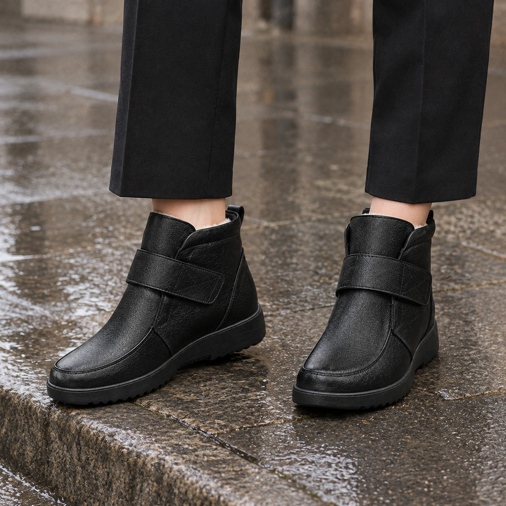 Monza Orthopedic Ankle Boots - Black - on foot side