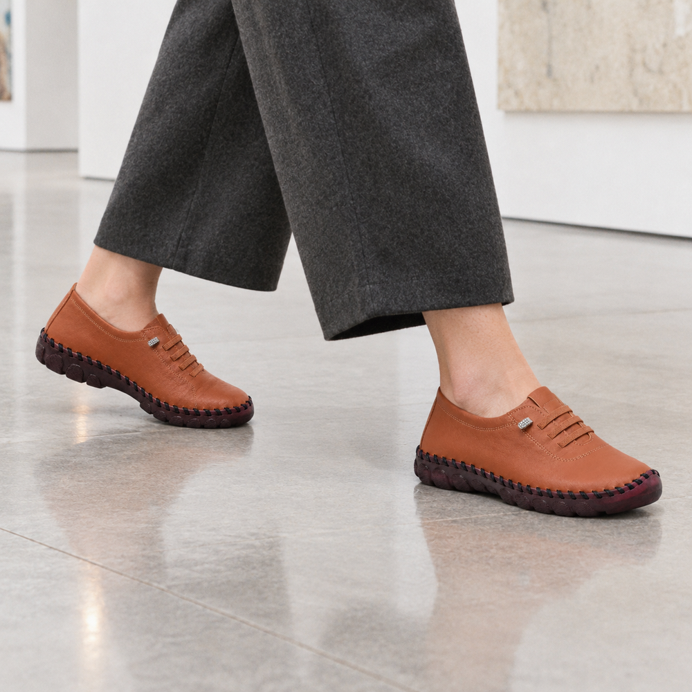 Padova Orthopedic Flats - Brown - on foot