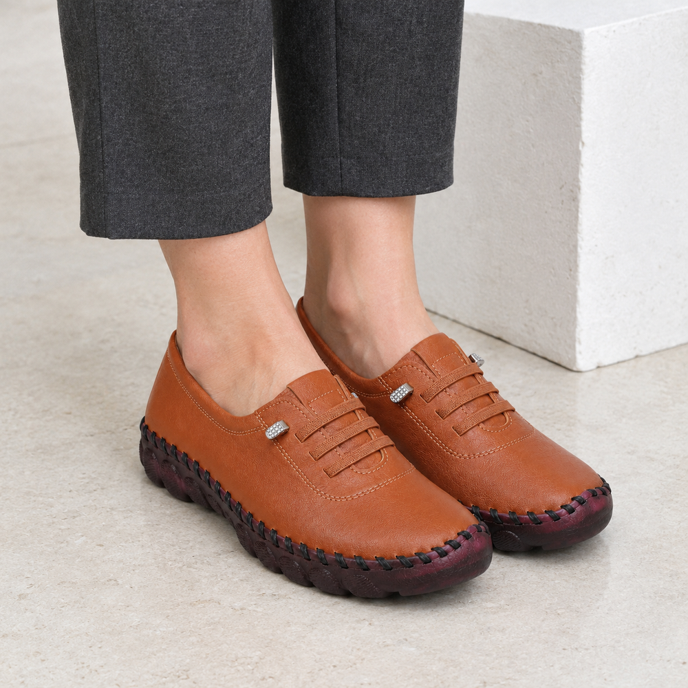 Padova Orthopedic Flats - Brown - on foot side