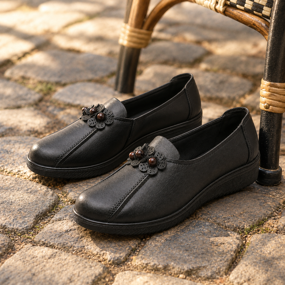 Perugia Orthopedic Comfort Shoes - Black - styled