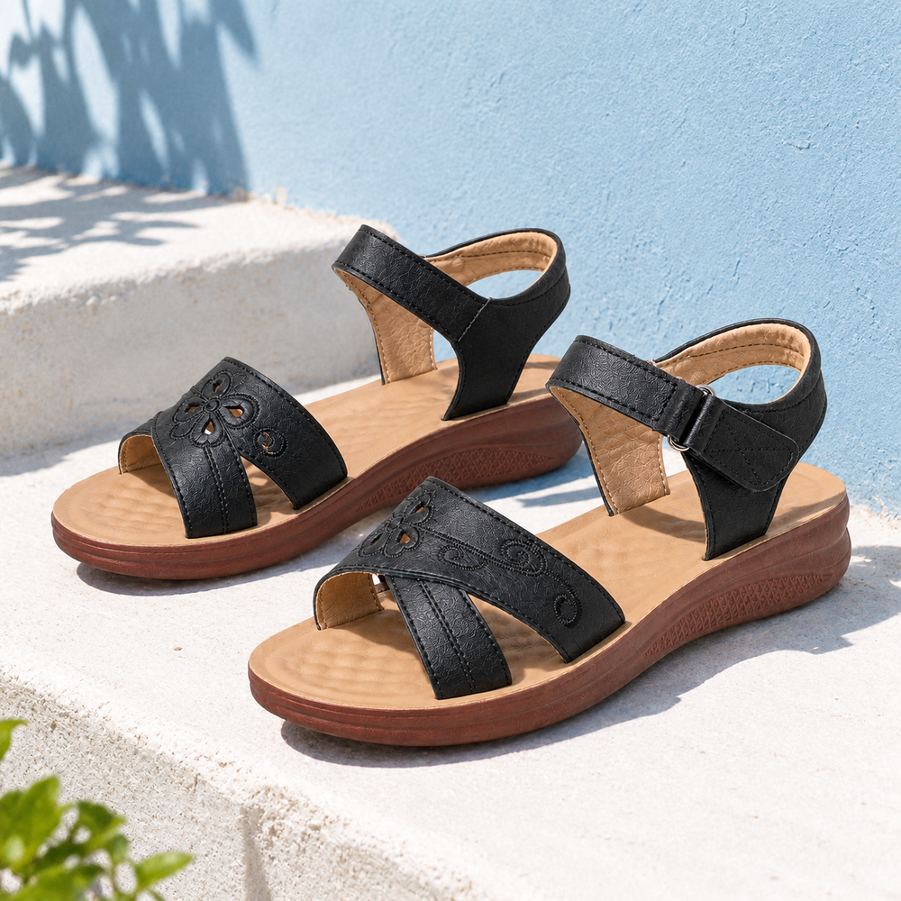Pisa Orthopedic Sandals - Black - styled
