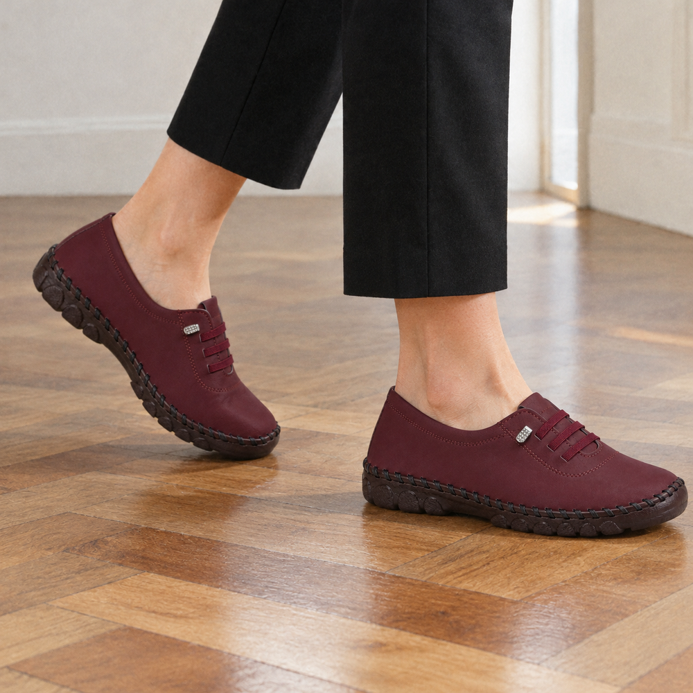 Rimini Orthopedic Flats - Wine - on foot side