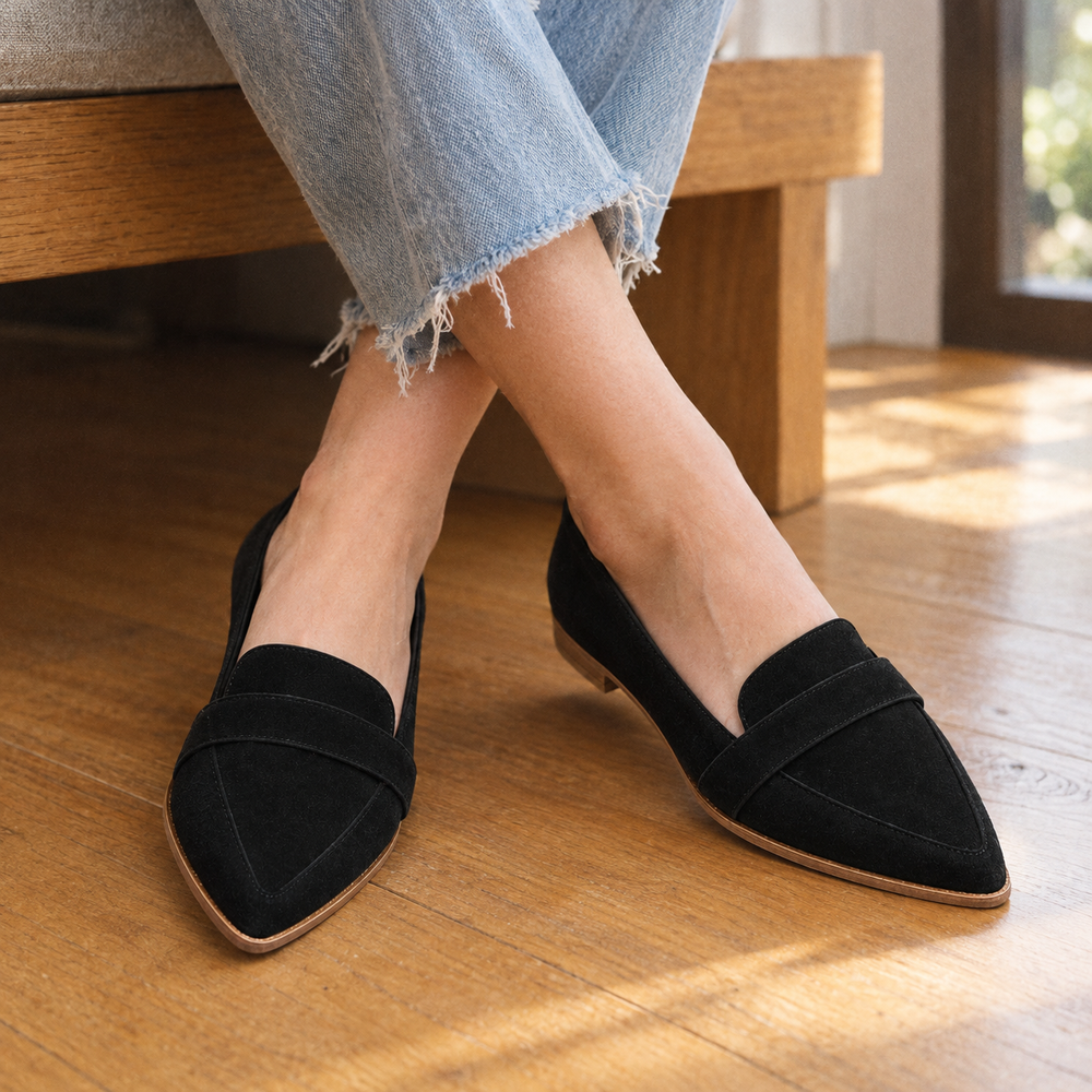 The Siena Orthopedic Loafers - Black - on foot side