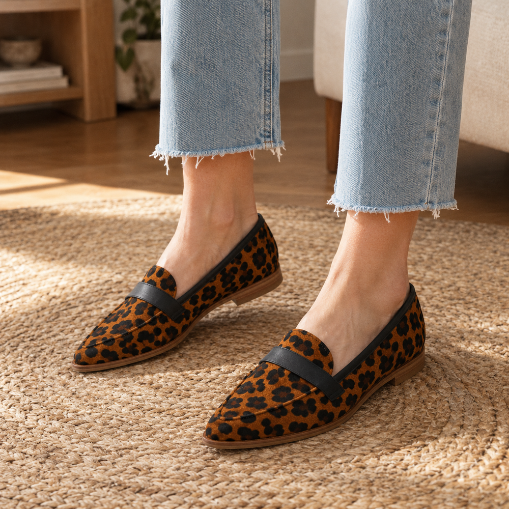 The Siena Orthopedic Loafers - Leopard - on foot