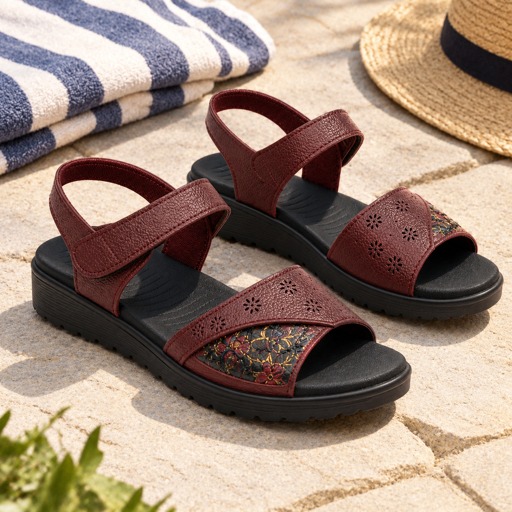 Spoleto Orthopedic Sandals - Wine - styled